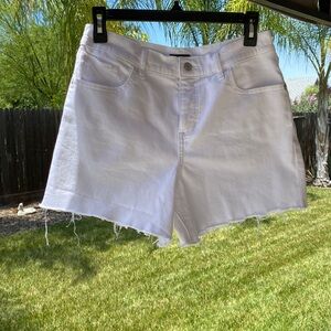 EXPRESS shorts, midi high waisted white denim, size 8